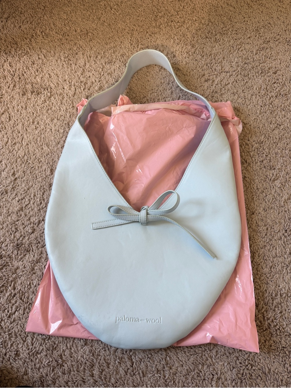 Paloma Wool light blue leather lupe bag